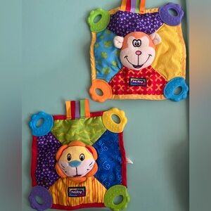 Nuby Teething Blankie and Teether Toy x2, Unisex
